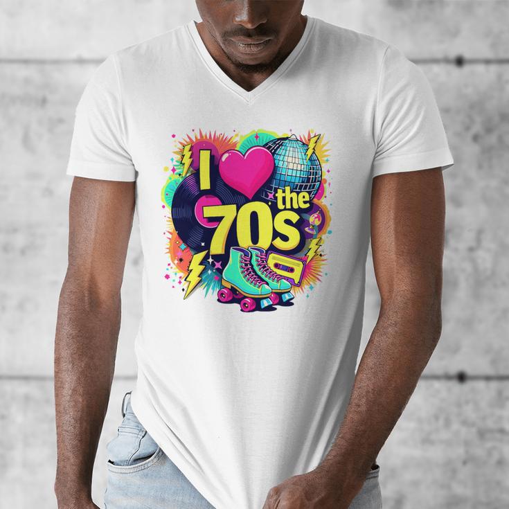 I Love The 70s Retro Cassette Roller Vinyl Nostalgia Vibes Premium Tri-Blend Men's V-Neck T-Shirt