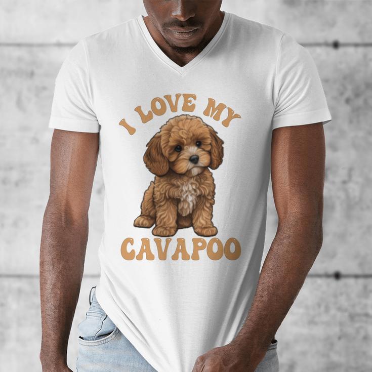 I Love My Cavapoo For Mom Dad Kids Men's V-Neck T-Shirt