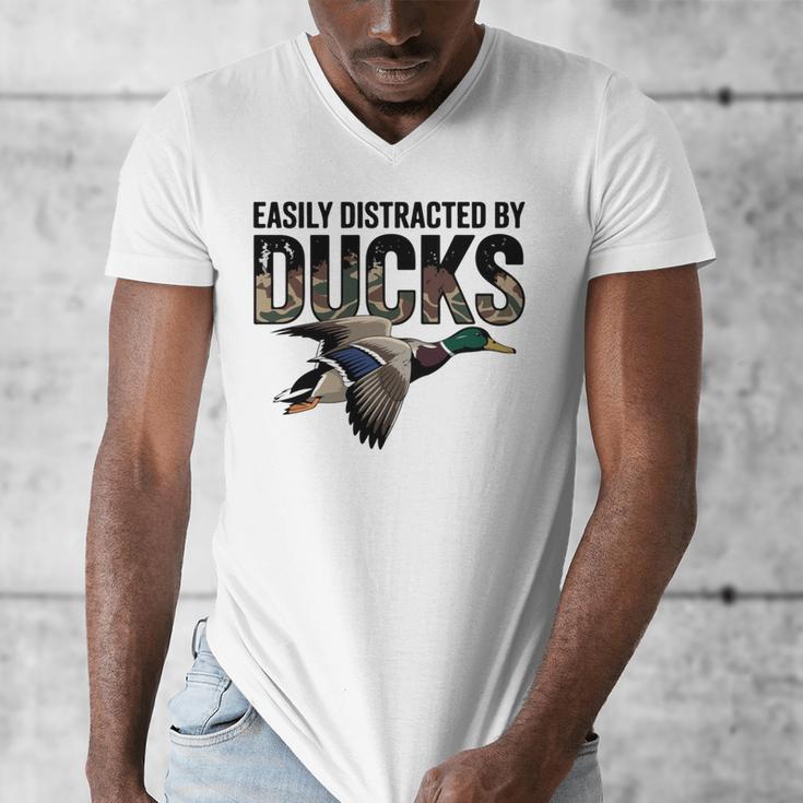 Mallard Duck Hunting Camo Easily Distracted Duck Dad Men's V-Neck T-Shirt