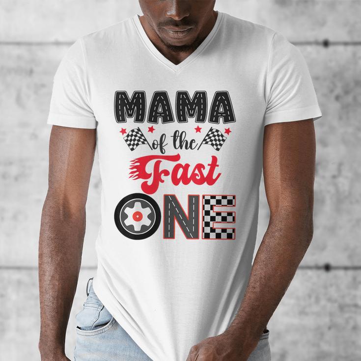 Mama Of The Fast One Car Racing Dad 1St Birthday Boy Men's V-Neck T-Shirt