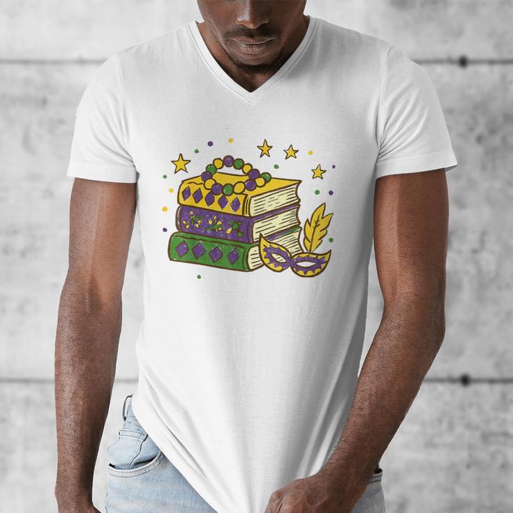 Mardi Gras Book Lover Reading Reader Men Women Kids Men's V-Neck T-Shirt Mardi Gras Book Lover Reading Reader Men Women Kids Men's V-Neck T-Shirt