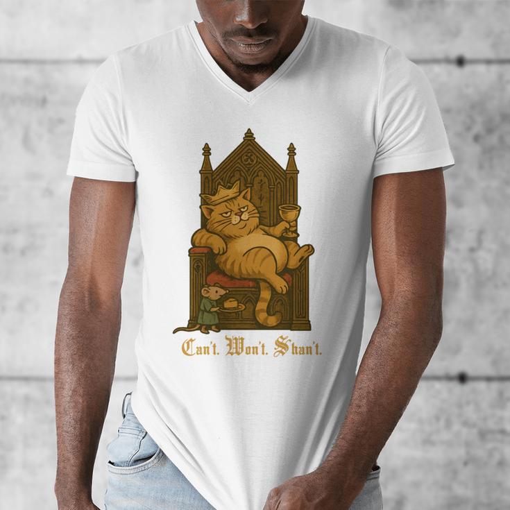 Medieval Cat Sarcastic Queen Lazy King Introvert Kitty Men's V-Neck T-Shirt Medieval Cat Sarcastic Queen Lazy King Introvert Kitty Men's V-Neck T-Shirt