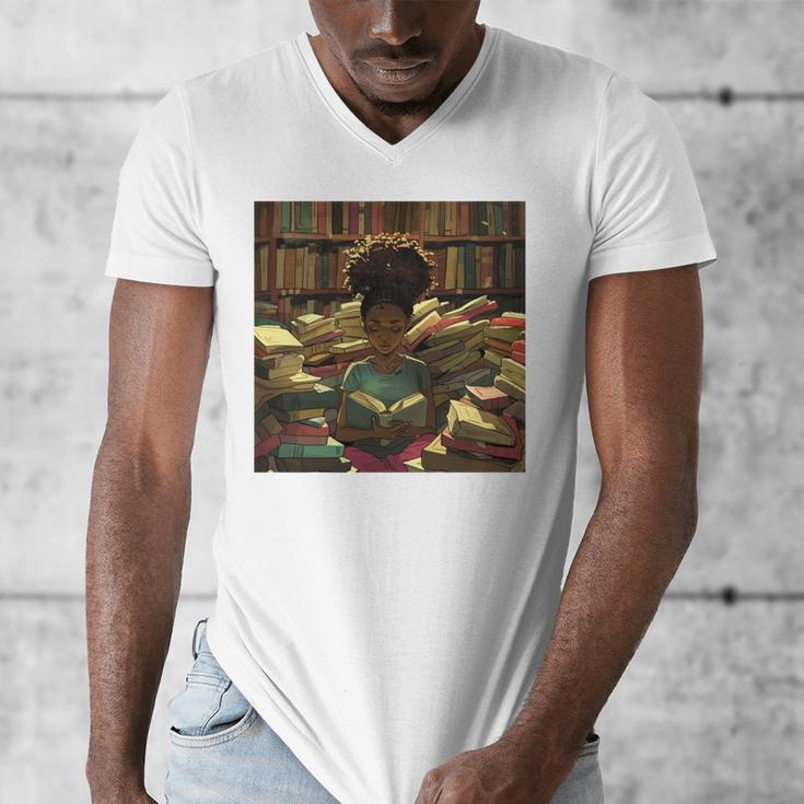 Melanin Afro Women Educated Reading Book History Girls Men's V-Neck T-Shirt