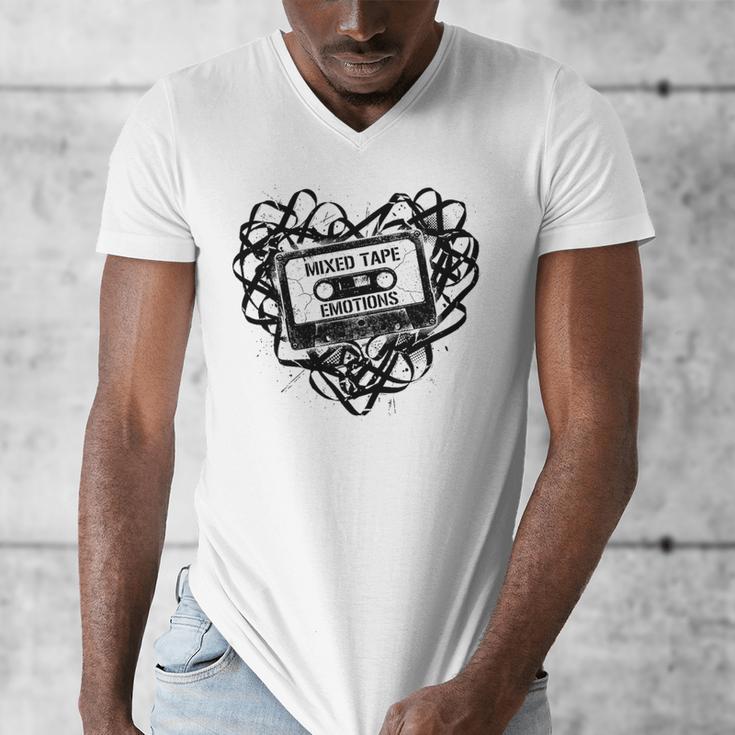 Mixed Tape Emotions Music Lover Nostalgia Quote Premium Tri-Blend Men's V-Neck T-Shirt