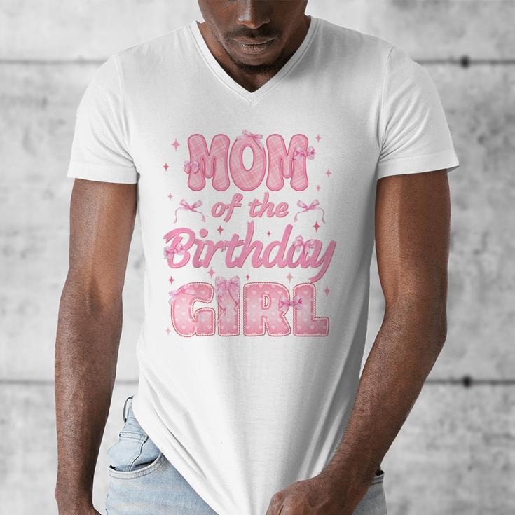 Mom And Dad Of The Birthday Girl Coquette Family Matching Men's V-Neck T-Shirt