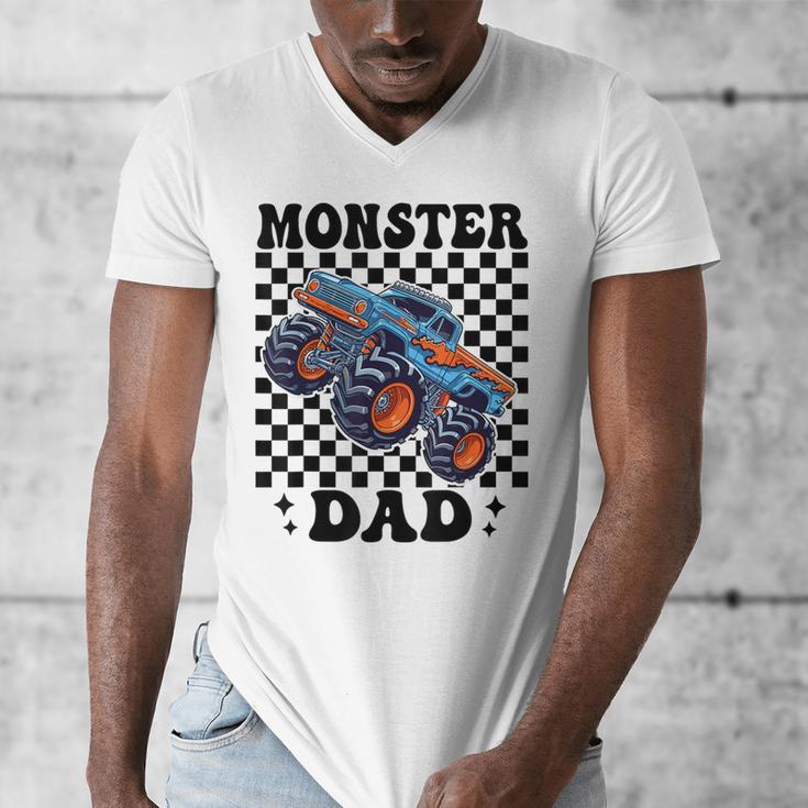 Monster Truck Dad Family Matching Monster Trucks Birthday Men's V-Neck T-Shirt