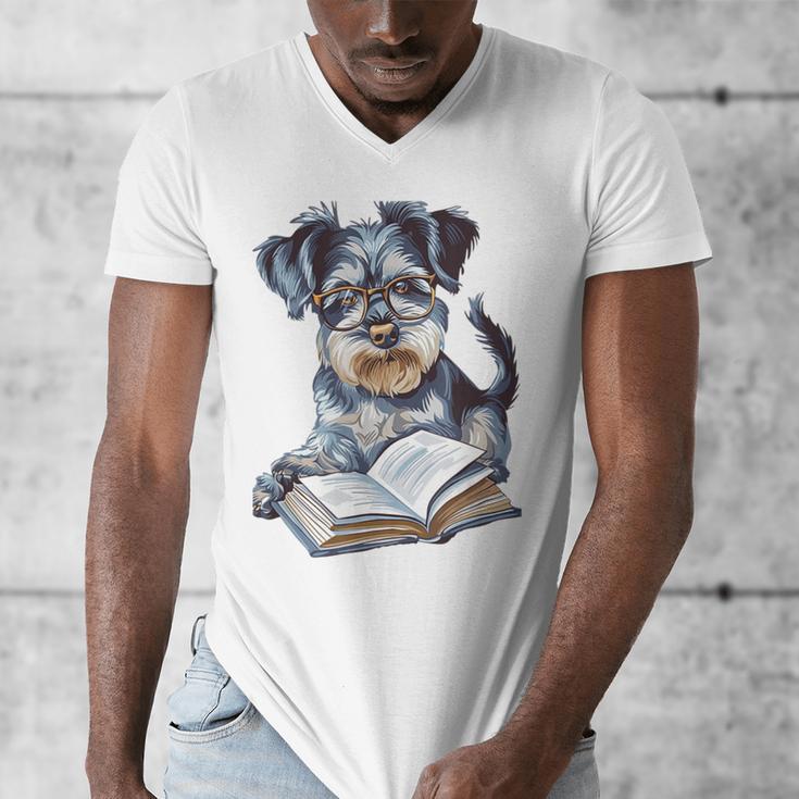 Nerdy Schnauzer Dog Book Lover Glasses Cute Pet For Men Women Kids Men's V-Neck T-Shirt Nerdy Schnauzer Dog Book Lover Glasses Cute Pet For Men Women Kids Men's V-Neck T-Shirt