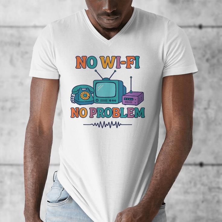 No Wi-Fi No Problem – Retro Dial Up Tech Nostalgia Men's V-Neck T-Shirt