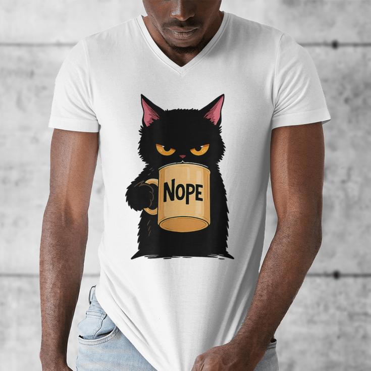 Nope Coffee Cat – Introvert Humor Monday Kitty Men's V-Neck T-Shirt Nope Coffee Cat – Introvert Humor Monday Kitty Men's V-Neck T-Shirt
