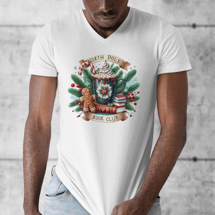 North Pole Book Club Books Reading Mug Gingerbread Men's V-Neck T-Shirt