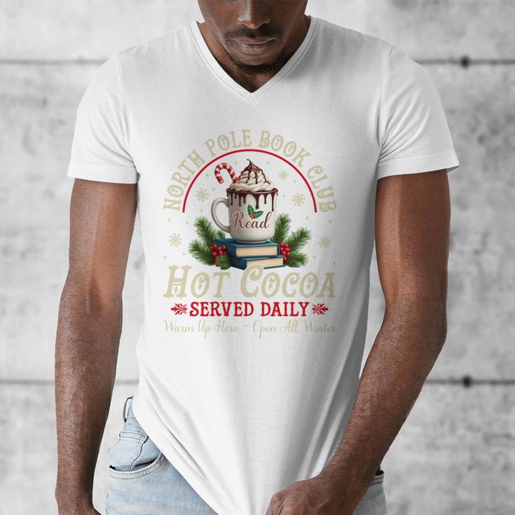 North Pole Book Club Hot Cocoa Librarians Bookish Christmas Men's V-Neck T-Shirt