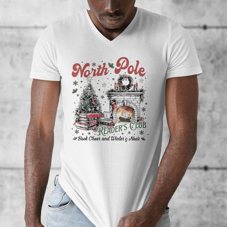 North Pole Book Club Book Lover Bookish Bookworm Christmas Men's V-Neck T-Shirt
