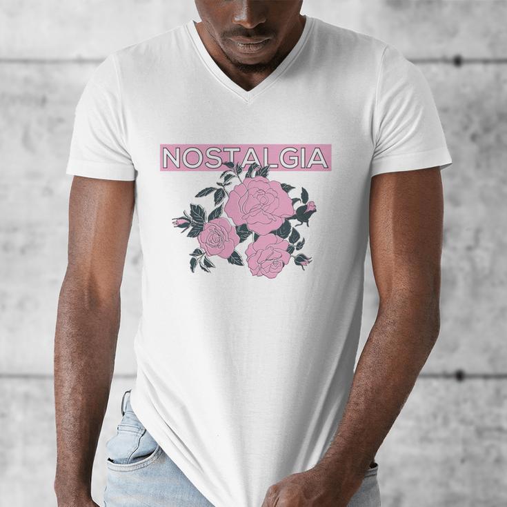 Nostalgia 80s 90s Retro Style Graphics Rose Pink Flower Men's V-Neck T-Shirt