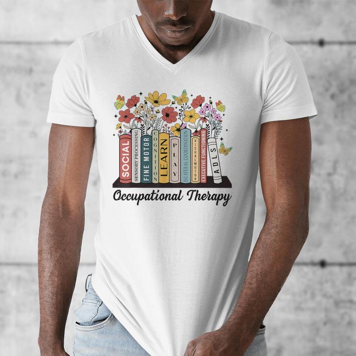 Occupational Therapy Wildflower Book OT Therapist Assistant Men's V-Neck T-Shirt