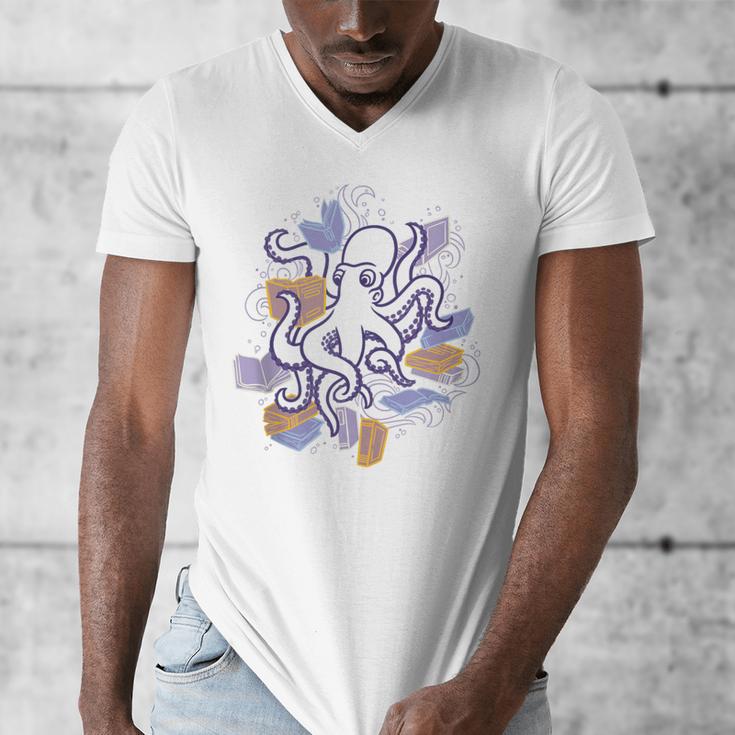 Octopus Book Reader Men's V-Neck T-Shirt