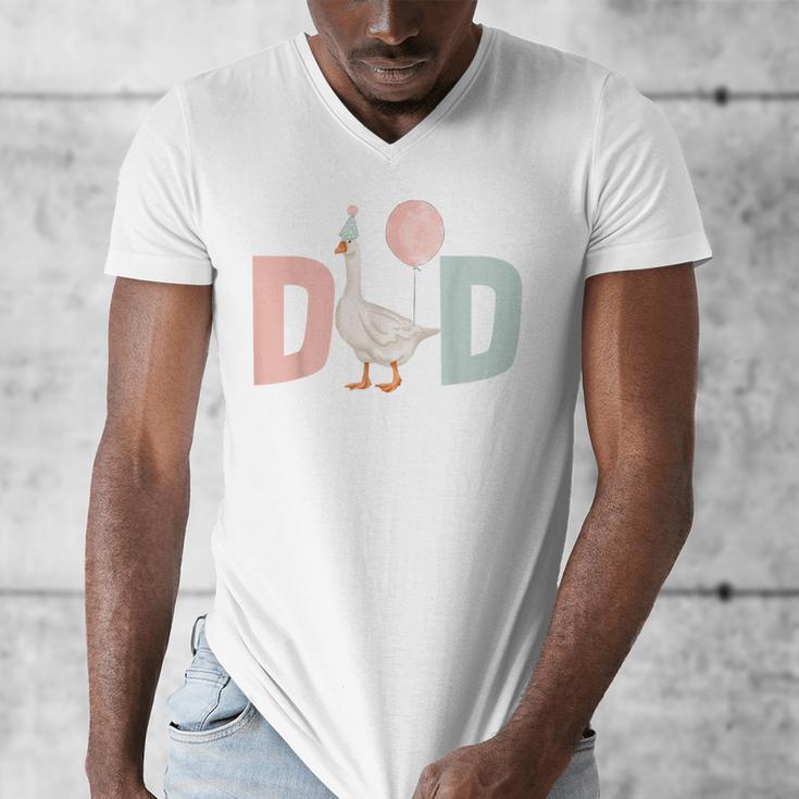 One Silly Goose Dad 1st First Birthday Family Matching Party Men's V-Neck T-Shirt