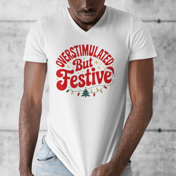 Overstimulated But Festive – Christmas Introvert Humor Men's V-Neck T-Shirt