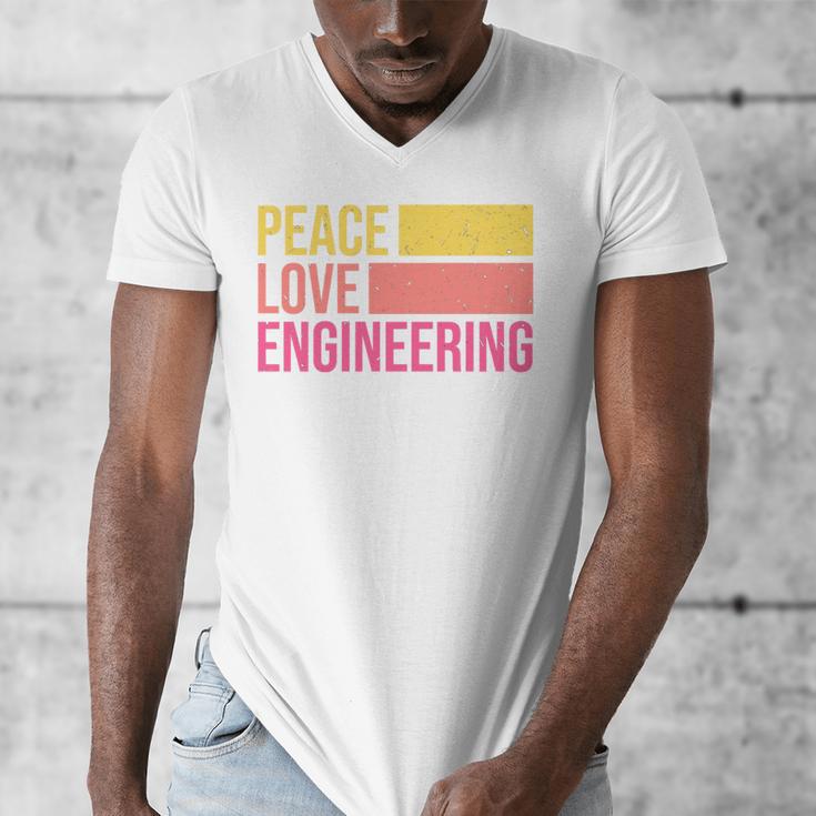 Peace Love Engineering Engineer School Graduation Retro Men's V-Neck T-Shirt