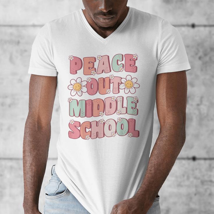 Peace Out Middle School Graduation Groovy Last Day Of School Men's V-Neck T-Shirt