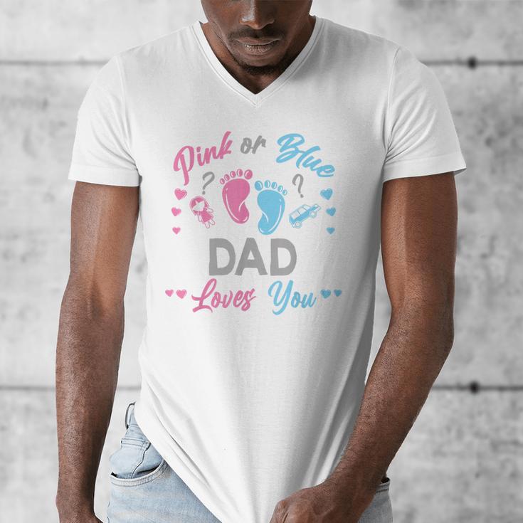 Pink Or Blue Dad Loves You Gender Reveal Men's V-Neck T-Shirt