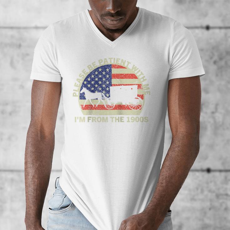 Please Be Patient With Me I'm From The 1900s Dad Vintage Raglan Baseball Tee Men's V-Neck T-Shirt