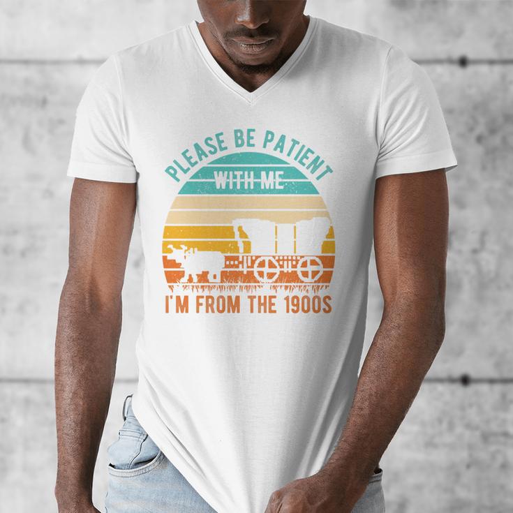 PLEASE BE PATIENT I'M FROM THE 1900s Vintage 1900s 90s Premium Tri-Blend Men's V-Neck T-Shirt PLEASE BE PATIENT I'M FROM THE 1900s Vintage 1900s 90s Premium Tri-Blend Men's V-Neck T-Shirt