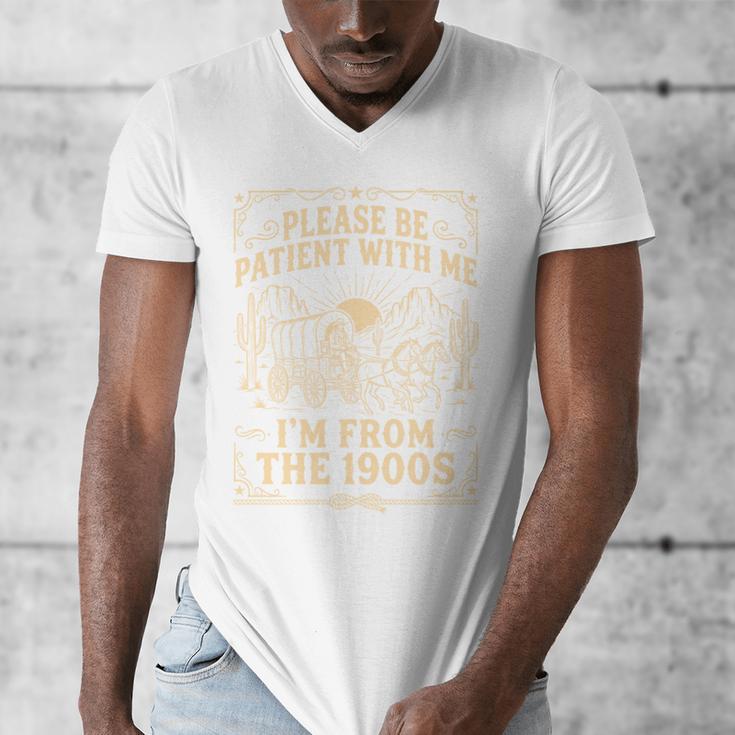 Please Be Patient With Me I'm From The 1900s Vintage Cowboy Men's V-Neck T-Shirt