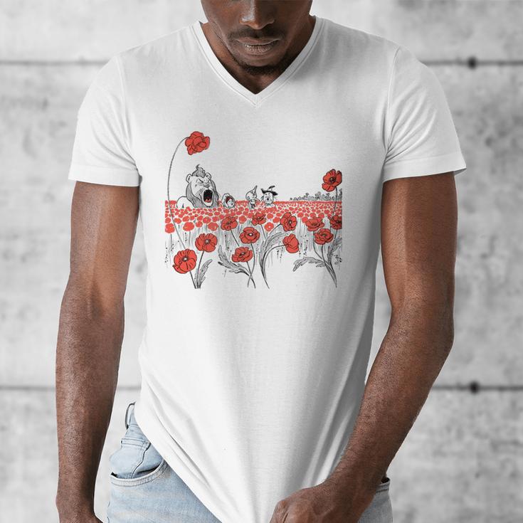 Poppy Field Wizard Of Oz Cowardly Brave Lion Book Men's V-Neck T-Shirt