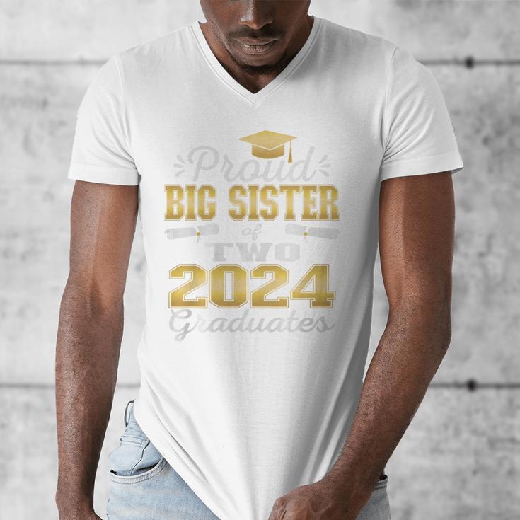 Proud Big Sister Of Two 2024 Graduate Class 2024 Graduation Premium Men's V-Neck T-Shirt