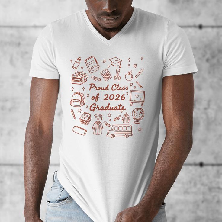 Proud Class Of 2026 Graduate Doodle Senior Graduation Premium Tri-Blend Men's V-Neck T-Shirt