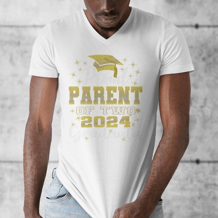 Proud Parent Of Two 2024 Graduate Class 2024 Graduation Premium Men's V-Neck T-Shirt