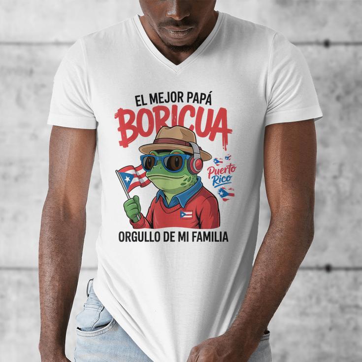 Puerto Rican Dad Idea For Men & Papá Boricua Coqui Frog Men's V-Neck T-Shirt