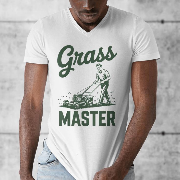 Push Lawn Mower Legend Grass Master Dad Mowing Men's V-Neck T-Shirt