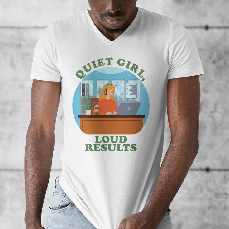Quiet Girl Loud Results Introvert Office Staff Secretary Men's V-Neck T-Shirt