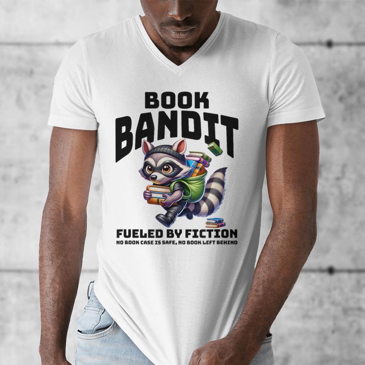 Racoon-Bookworm-Book Bandit-Fueled By Fiction Men's V-Neck T-Shirt
