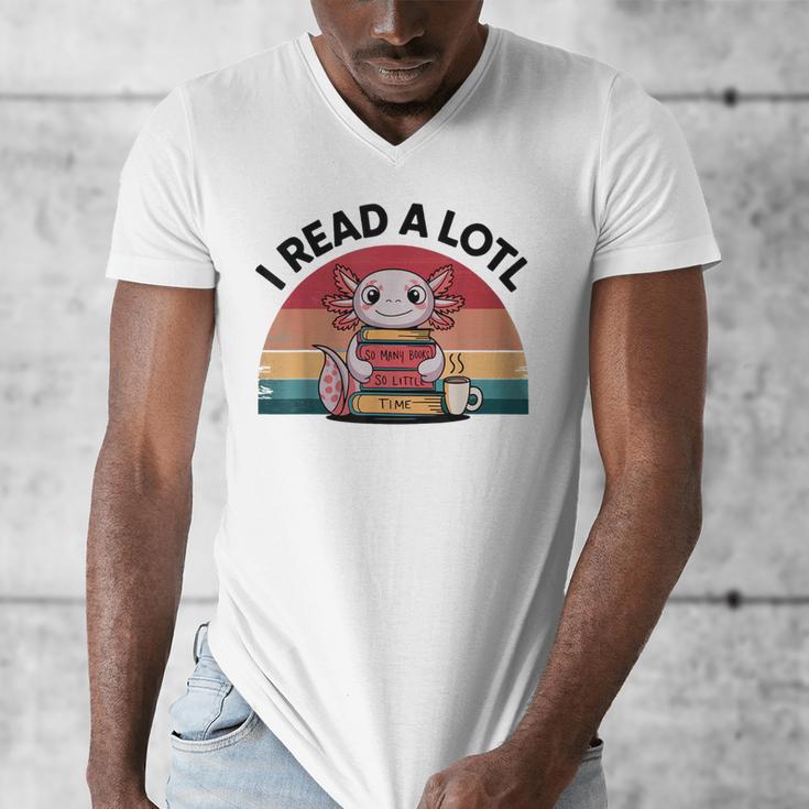 I Read Alotl Axolotl Retro Reading Books Lover Vintage Men's V-Neck T-Shirt I Read Alotl Axolotl Retro Reading Books Lover Vintage Men's V-Neck T-Shirt
