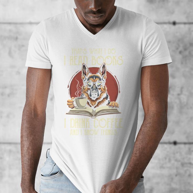 i Read Books And i Know Things German Shepherd Coffee Books Men's V-Neck T-Shirt i Read Books And i Know Things German Shepherd Coffee Books Men's V-Neck T-Shirt