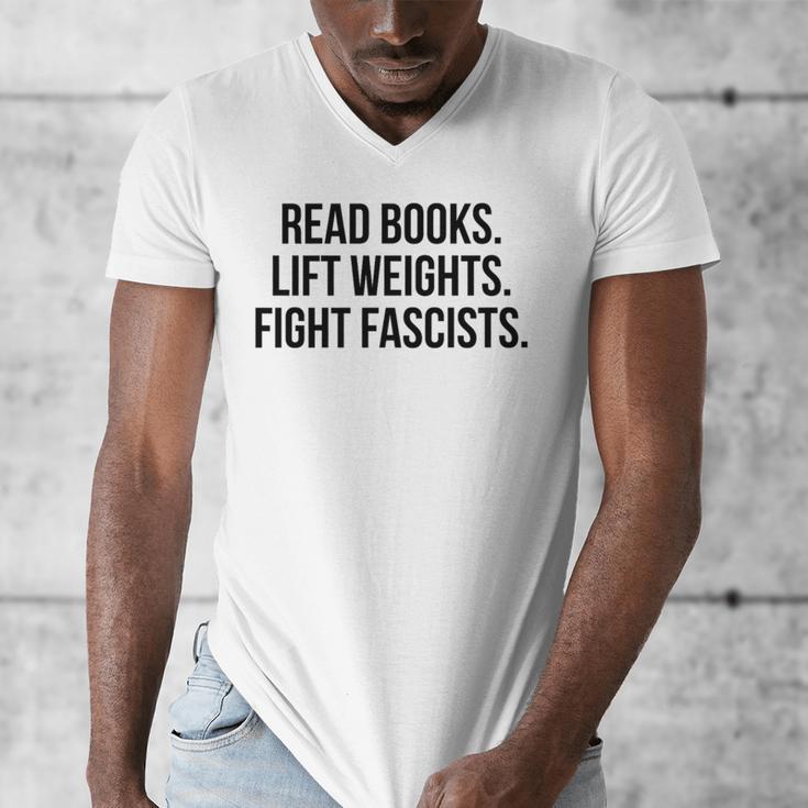 Read Books Lift Weights Fight Fascists Premium Tri-Blend Men's V-Neck T-Shirt Read Books Lift Weights Fight Fascists Premium Tri-Blend Men's V-Neck T-Shirt