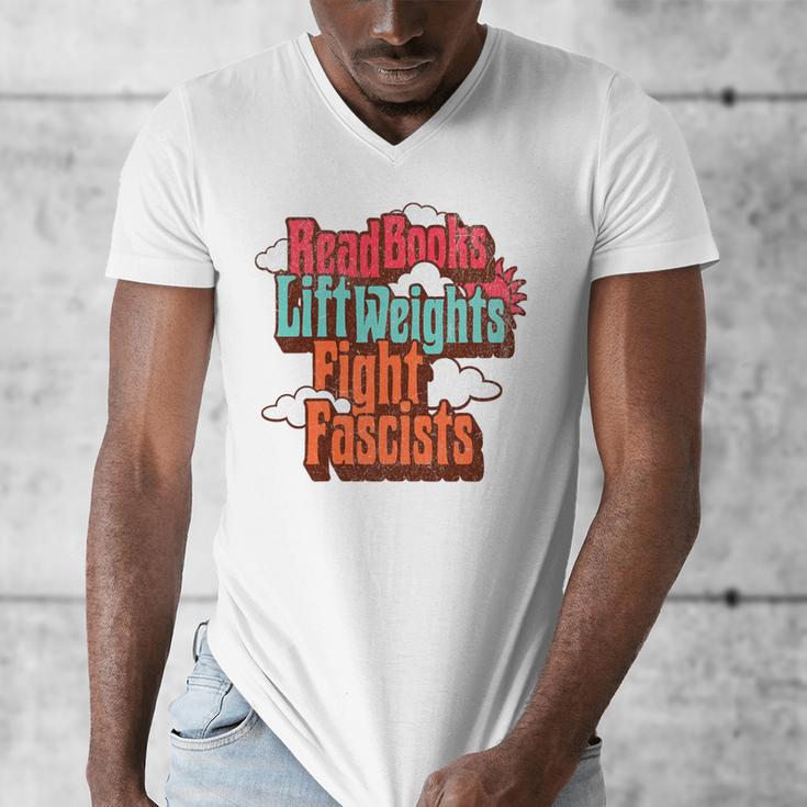 Read Books Lift Weights Fight Fascists Reading No Kings Premium Tri-Blend Men's V-Neck T-Shirt