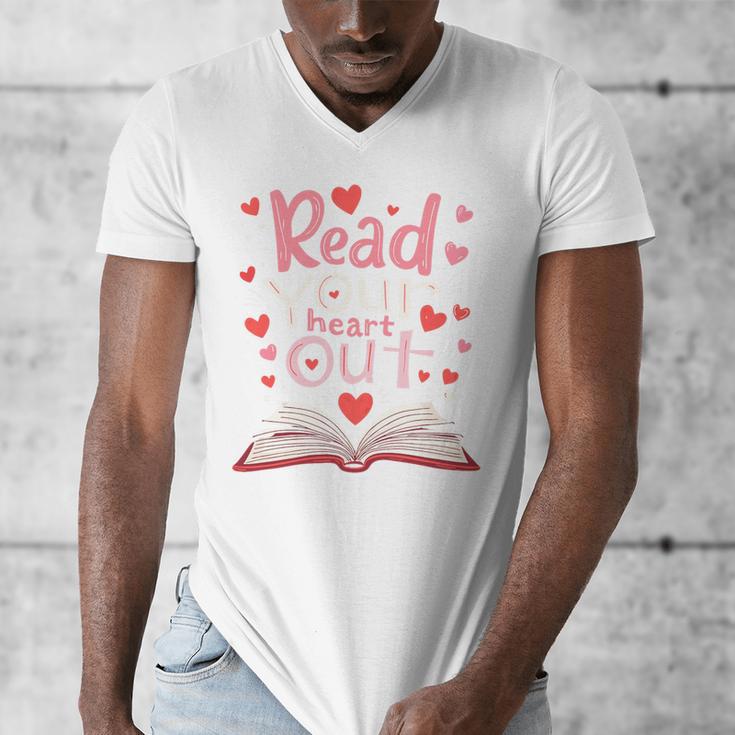 Read Your Heart Out Teacher Valentines Day Reading Book Love Premium Tri-Blend Men's V-Neck T-Shirt