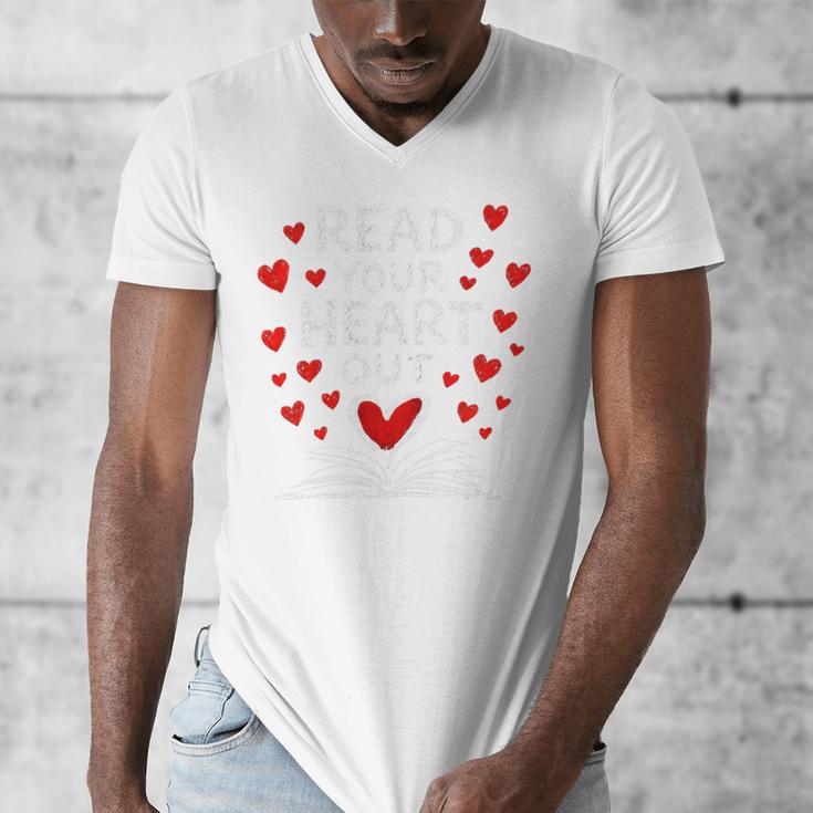 Read Your Heart Out Valentine Book Lover Reading Teacher Men's V-Neck T-Shirt Read Your Heart Out Valentine Book Lover Reading Teacher Men's V-Neck T-Shirt
