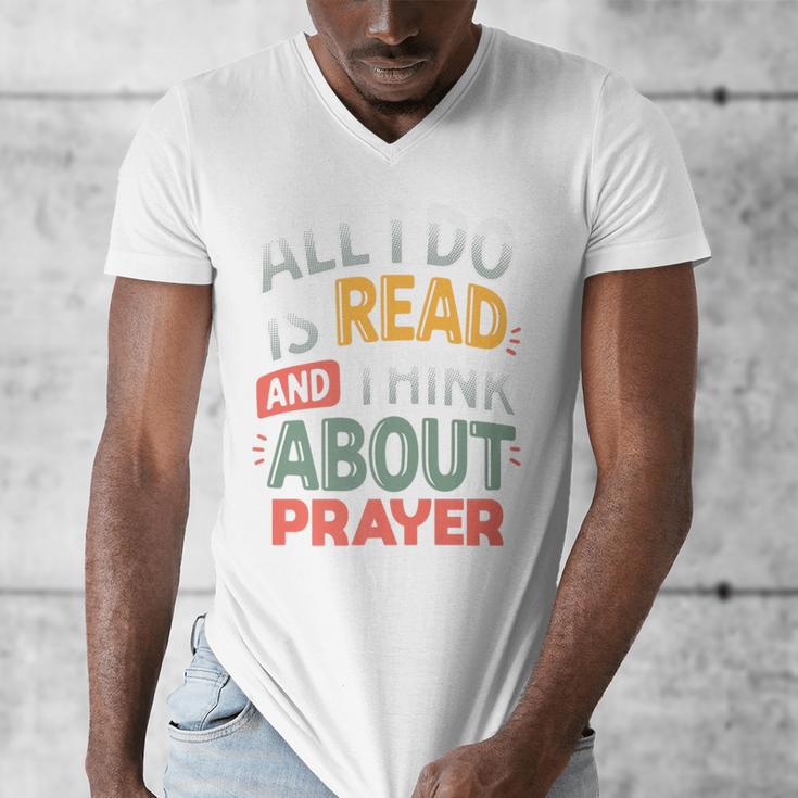 Read And Think About Prayer Faith & Book Lover Premium Men's V-Neck T-Shirt