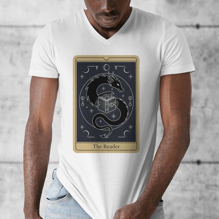 The Reader Tarot Card Mystic Dragon Book Magic Men's V-Neck T-Shirt
