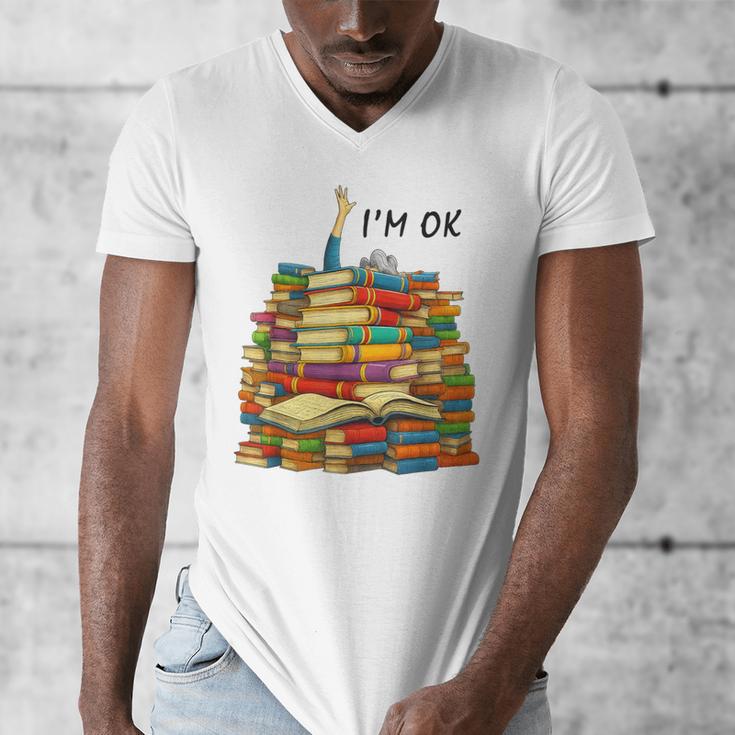 Reading Books Librarian Reader Nerd I'm Ok Teacher School Men's V-Neck T-Shirt Reading Books Librarian Reader Nerd I'm Ok Teacher School Men's V-Neck T-Shirt