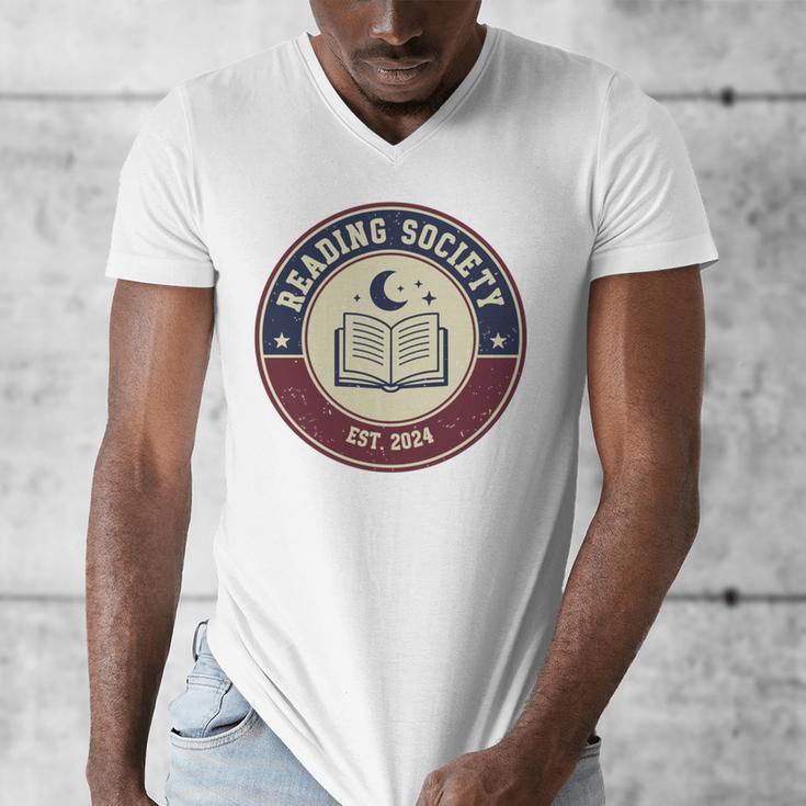 Reading Society Est 2024 Vintage Book Club Men's V-Neck T-Shirt