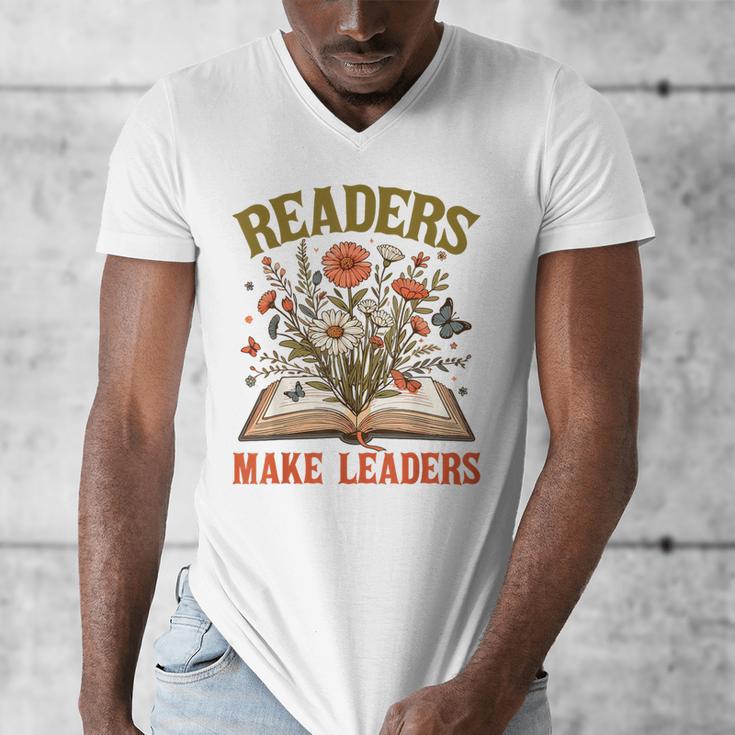 Reading Squad Book Lover Bookish Floral Readers Make Leaders Men's V-Neck T-Shirt