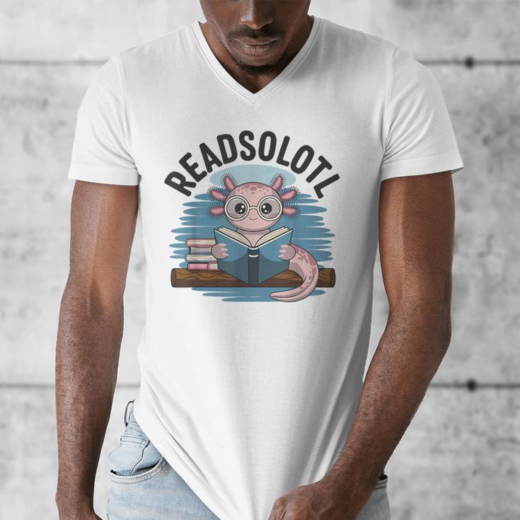 Readsolotl Book Lover Reading Axolotl Kids Reader Men's V-Neck T-Shirt Readsolotl Book Lover Reading Axolotl Kids Reader Men's V-Neck T-Shirt