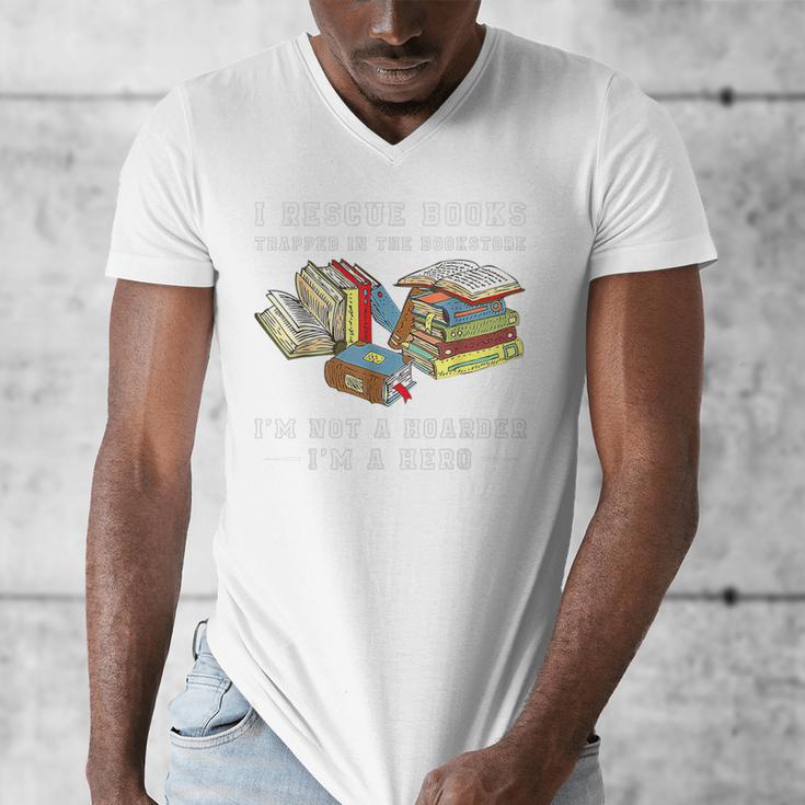 I Rescue Book Trapped In The Bookstore I'm Not A Hoarder Premium Tri-Blend Men's V-Neck T-Shirt I Rescue Book Trapped In The Bookstore I'm Not A Hoarder Premium Tri-Blend Men's V-Neck T-Shirt
