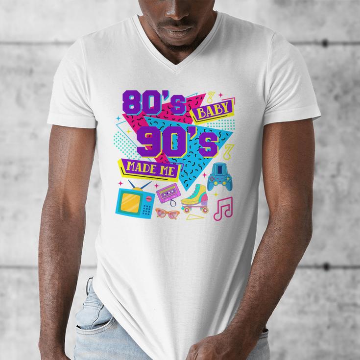 Retro 1980s 80's Baby 1990s 90's Made Me Nostalgia Birthday Premium Tri-Blend Men's V-Neck T-Shirt