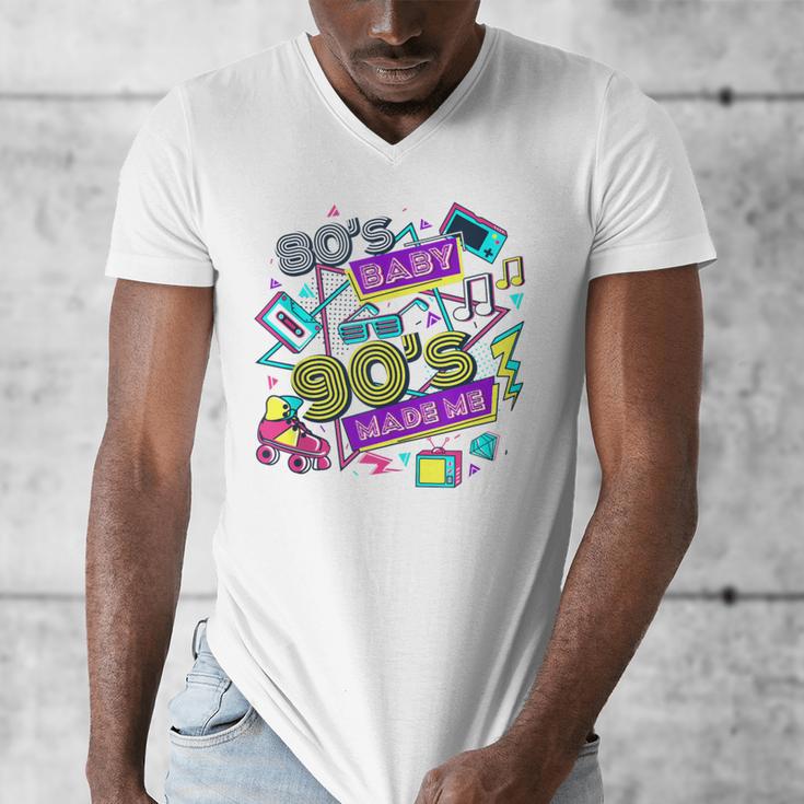 Retro 1980s 80's Baby 1990s 90's Made Me Vaporwave Nostalgia Men's V-Neck T-Shirt